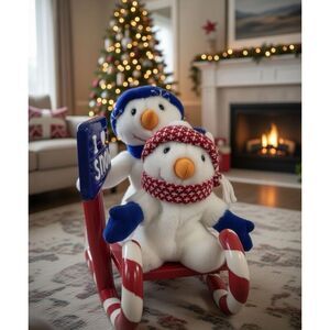 14" Tall  Animated Singing Snow Bears- Snow Man Music Christmas International